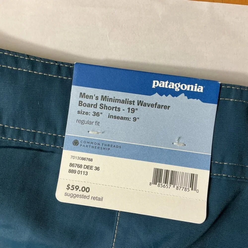 Patagonia Men's Blue Regular Fit Minimalist Wavefarer Board Shorts 19